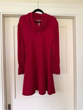 Laura Hlavac Cranberry Cowl-Neck Dress — Size M